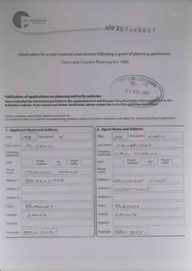 UK Non-Material Amendment Application