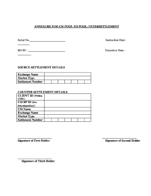 CM Pool to Pool Intersettlement Annexure