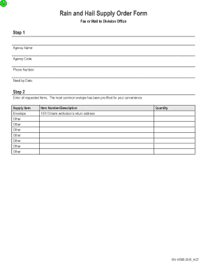 Rain and Hail Supply Order Form