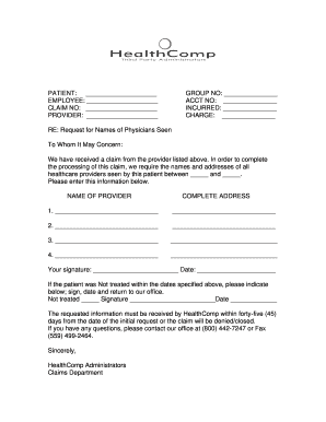Healthcare Provider Information Request Form