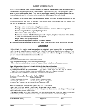 Sudden Cardiac Death and Concussion Acknowledgement Form