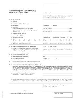 Anmeldung zur Versicherung im Rahmen des BVG