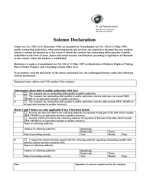 Solemn Declaration for Public Tenders