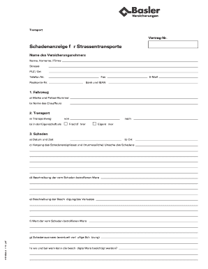 Schadenanzeige für Strassentransporte
