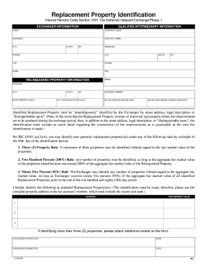 IRC 1031 Tax-Deferred Exchange Form