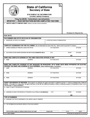 California LLC-12 Statement of Information
