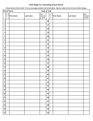 Wolf Ridge ELC Attending School Roster
