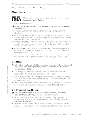 Chapter 21 Temperature Heat and Expansion Worksheet