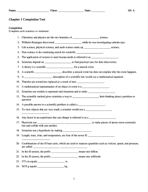 Chapter 1 Completion Test