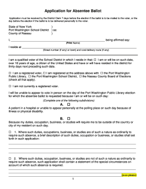 New York Absentee Ballot Application