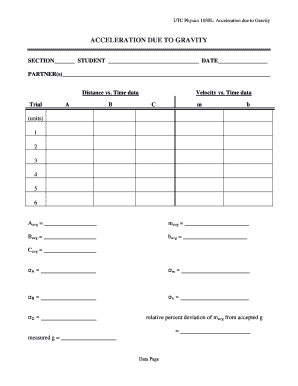 Physics Lab Report on Acceleration Due to Gravity