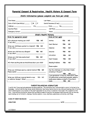 Parental Consent & Health History Form