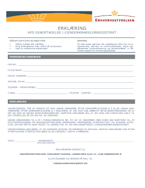Declaration for Real Estate Agent Registry Re-Entry