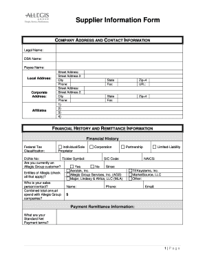 Supplier Information Form