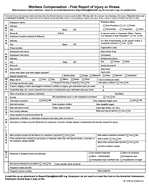 Workers Compensation First Report of Injury or Illness