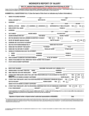 Arizona Worker's Report of Injury