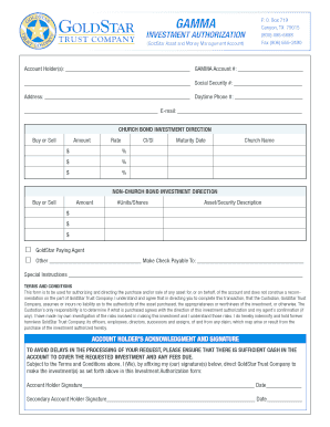 GoldStar Investment Authorization Form