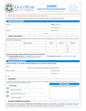 GoldStar Asset Re-Registration Request Form
