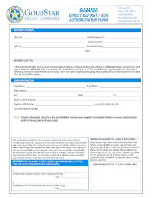 GoldStar Trust Direct Deposit Authorization Form