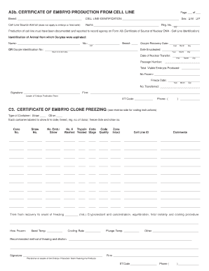 Certificate of Embryo Production from Cell Line