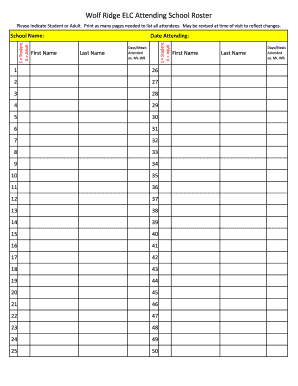 School Attendance Roster Form