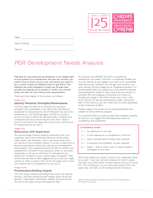 PGR Development Needs Analysis Form