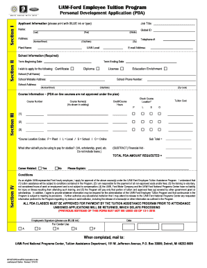 UAW-Ford Employee Tuition Program Application