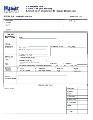 Court Document Filing Form