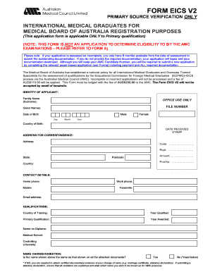 Form EICS V2 for Medical Board of Australia Registration
