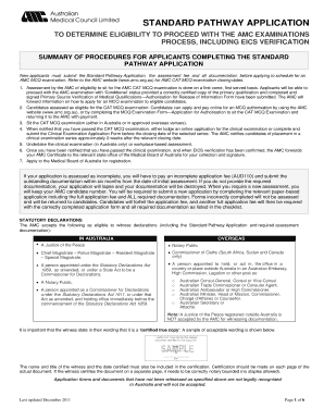 Standard Pathway Application for AMC Examinations