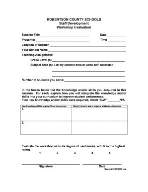 Staff Development Workshop Evaluation