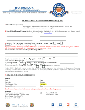 Property Mailing Address Change Request