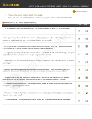 Lista de verificação de conformidade de jogo responsável