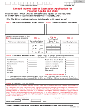 Limited Income Senior Exemption Application