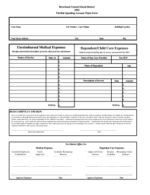 Flexible Spending Account Claim Form
