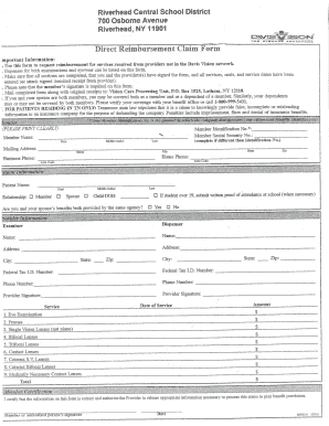 Davis Vision Direct Reimbursement Claim Form