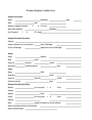 Private Adoption Intake Form