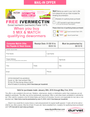 Durvet Ivermectin Mail-In Offer Form
