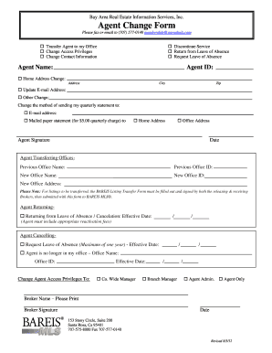 BAREIS Agent Change Form