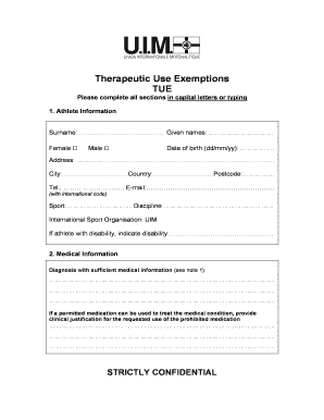 Therapeutic Use Exemption Form