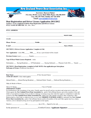 Boat Registration and Driver Licence Application