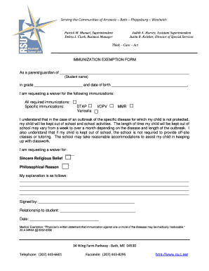 Maine Immunization Exemption Form