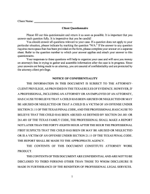 Client Questionnaire