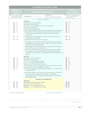 Appendix Staging Form
