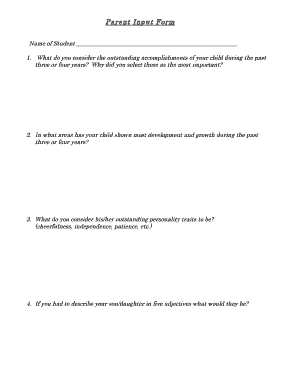 Parent Input Form