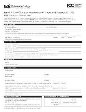 ifs University College CITF Registration and Payment Form