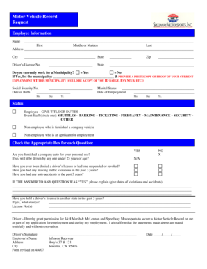 Motor Vehicle Record Request Form