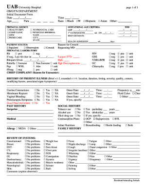 UAB University Hospital OB/GYN Initial Encounter Form