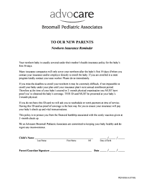 Newborn Insurance Reminder Form