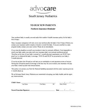 Newborn Insurance Reminder Form